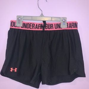 Black Under Armour shorts with pink waist band